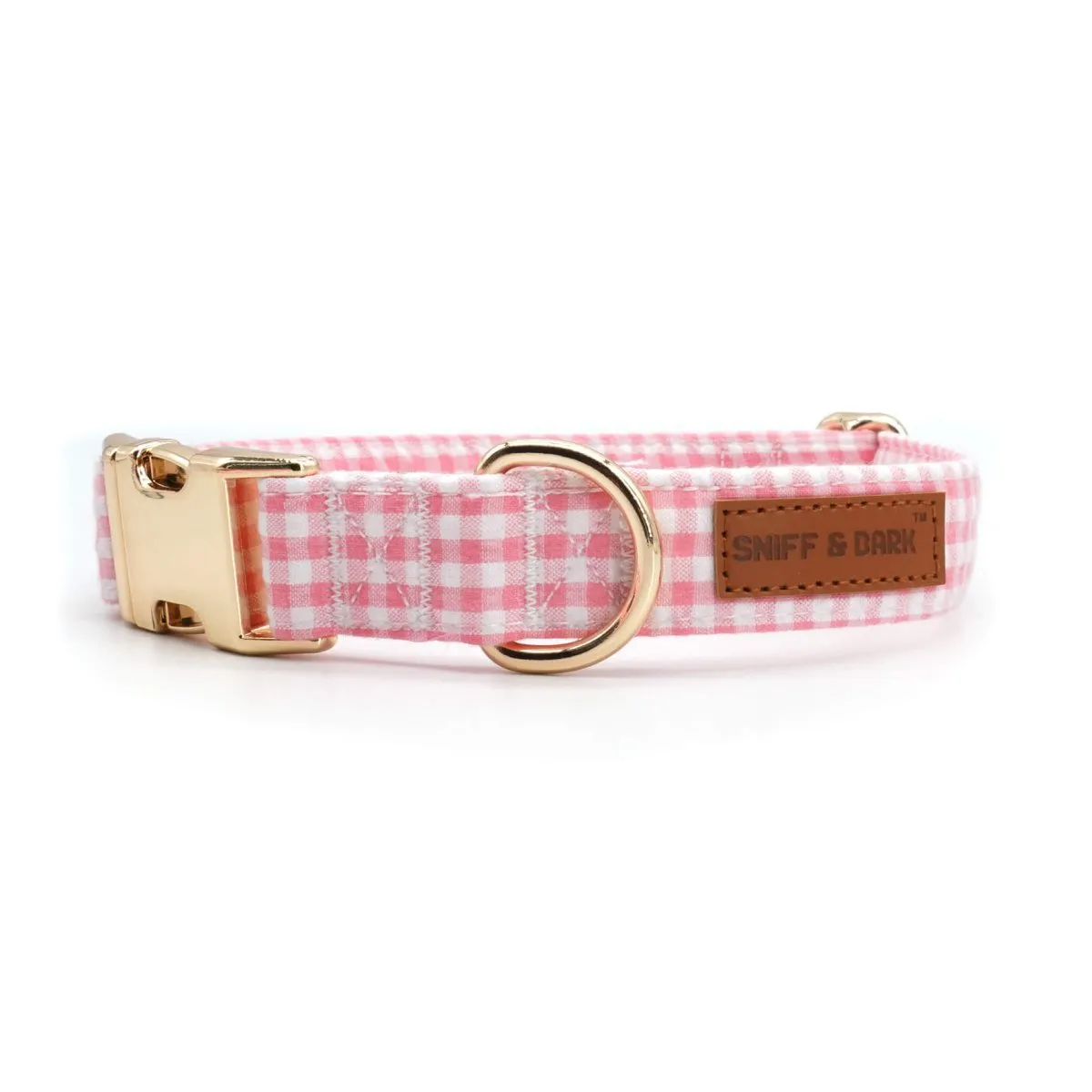 Pink Gingham Flower Unbreakable Collar™ & Leash Set