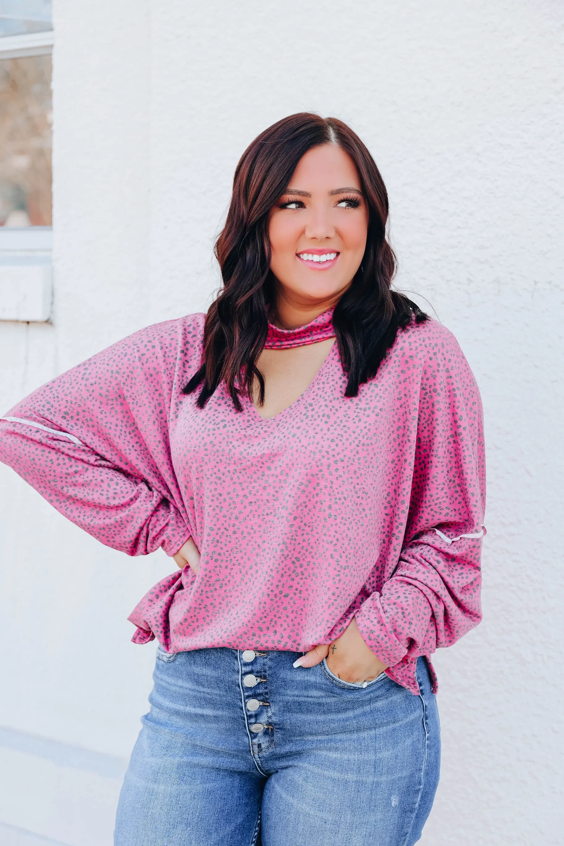 Pink Rose Leopard Print Top