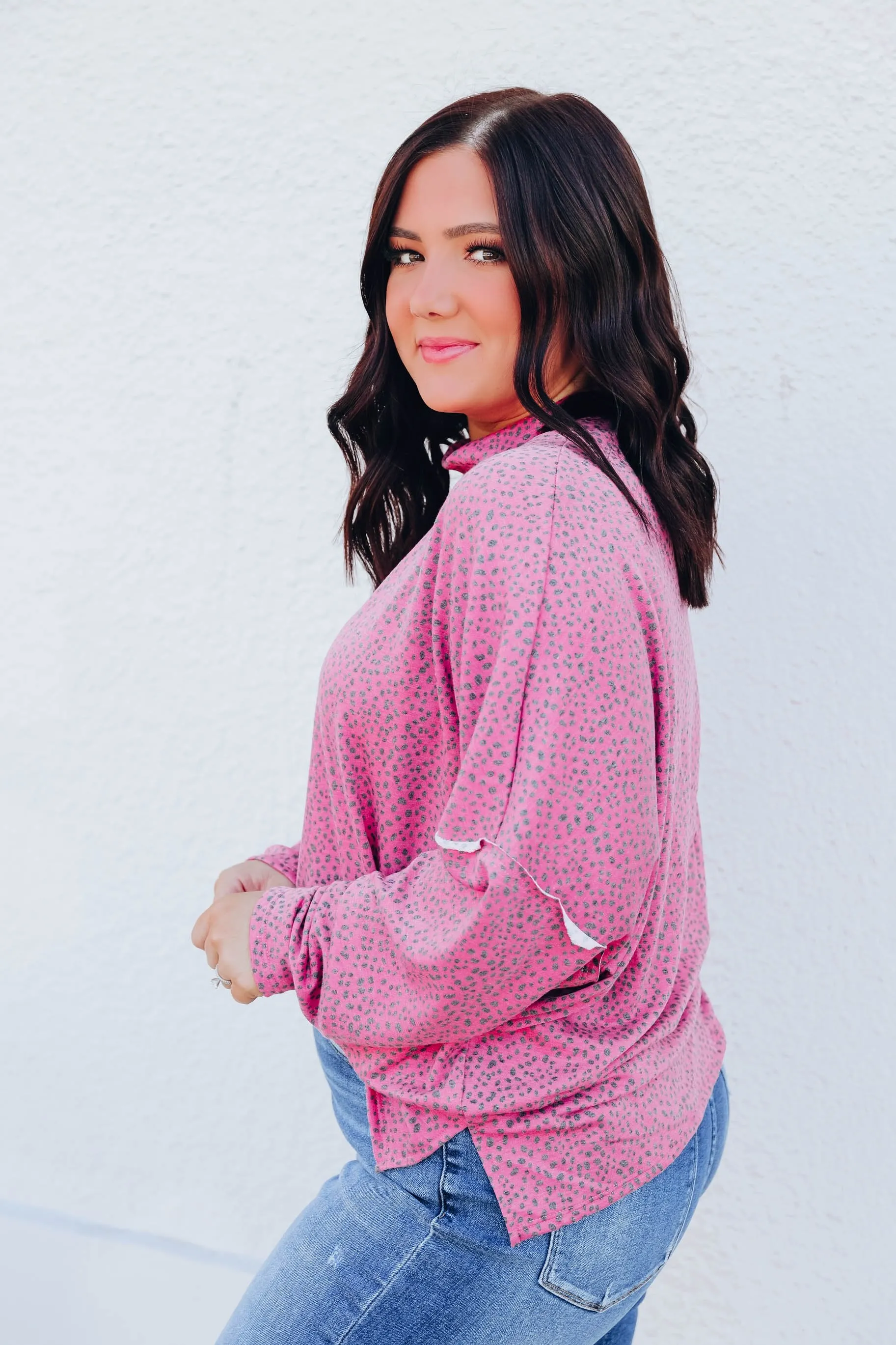 Pink Rose Leopard Print Top