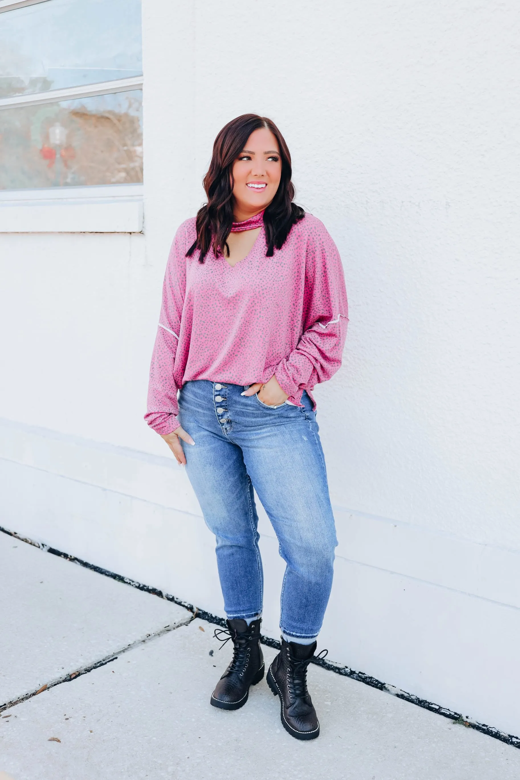 Pink Rose Leopard Print Top