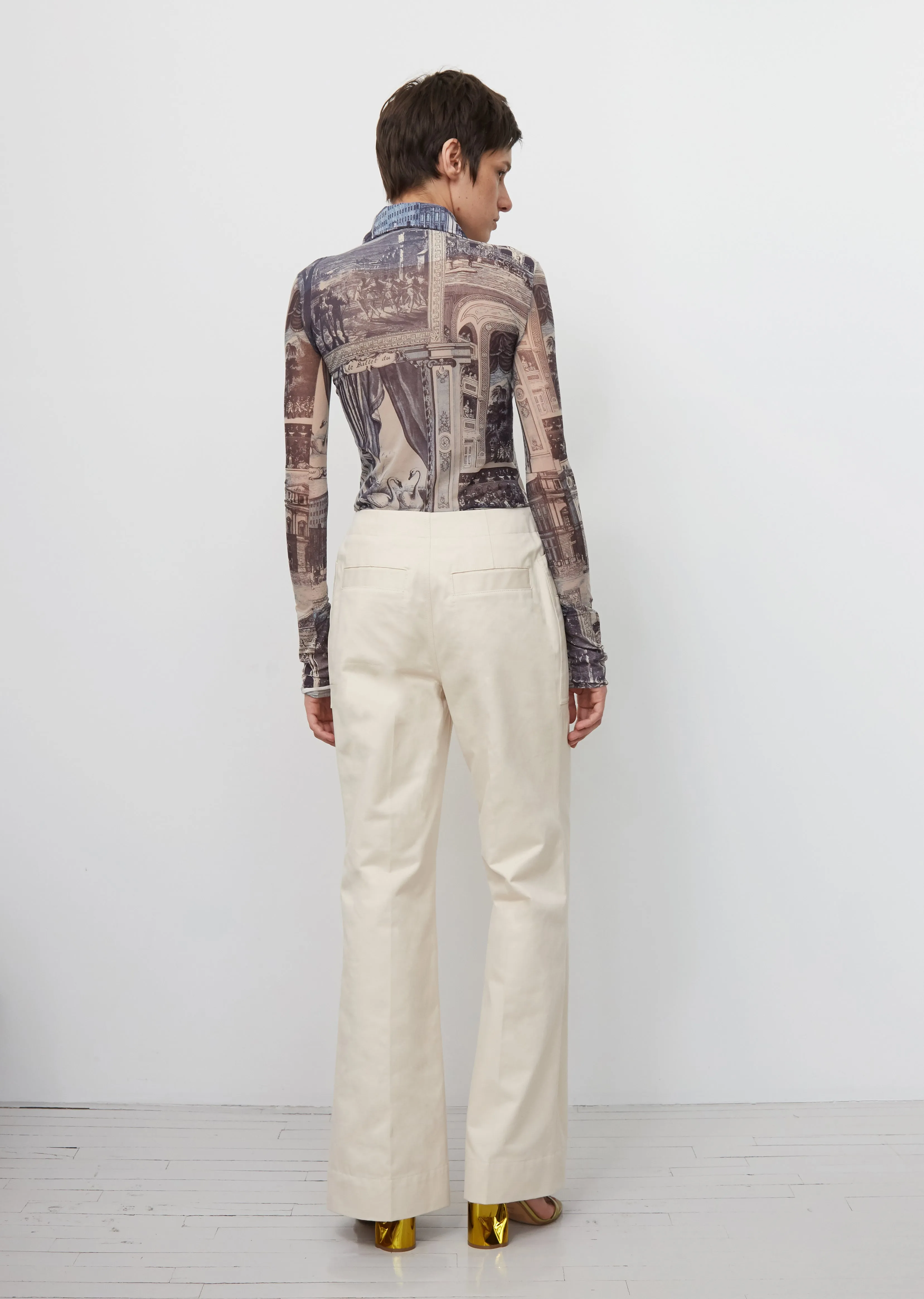 Portia Cotton Drill Flared Trousers