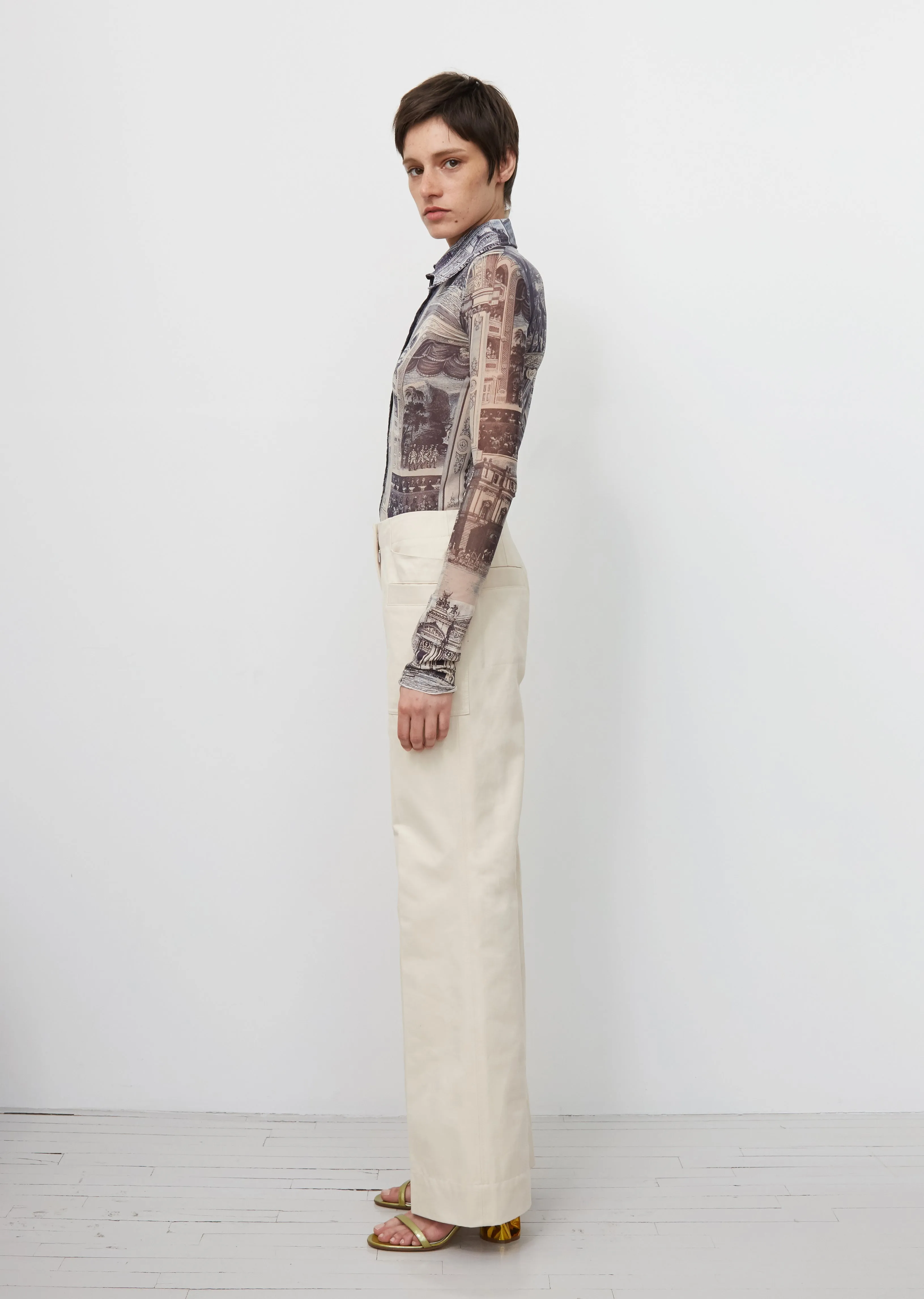 Portia Cotton Drill Flared Trousers