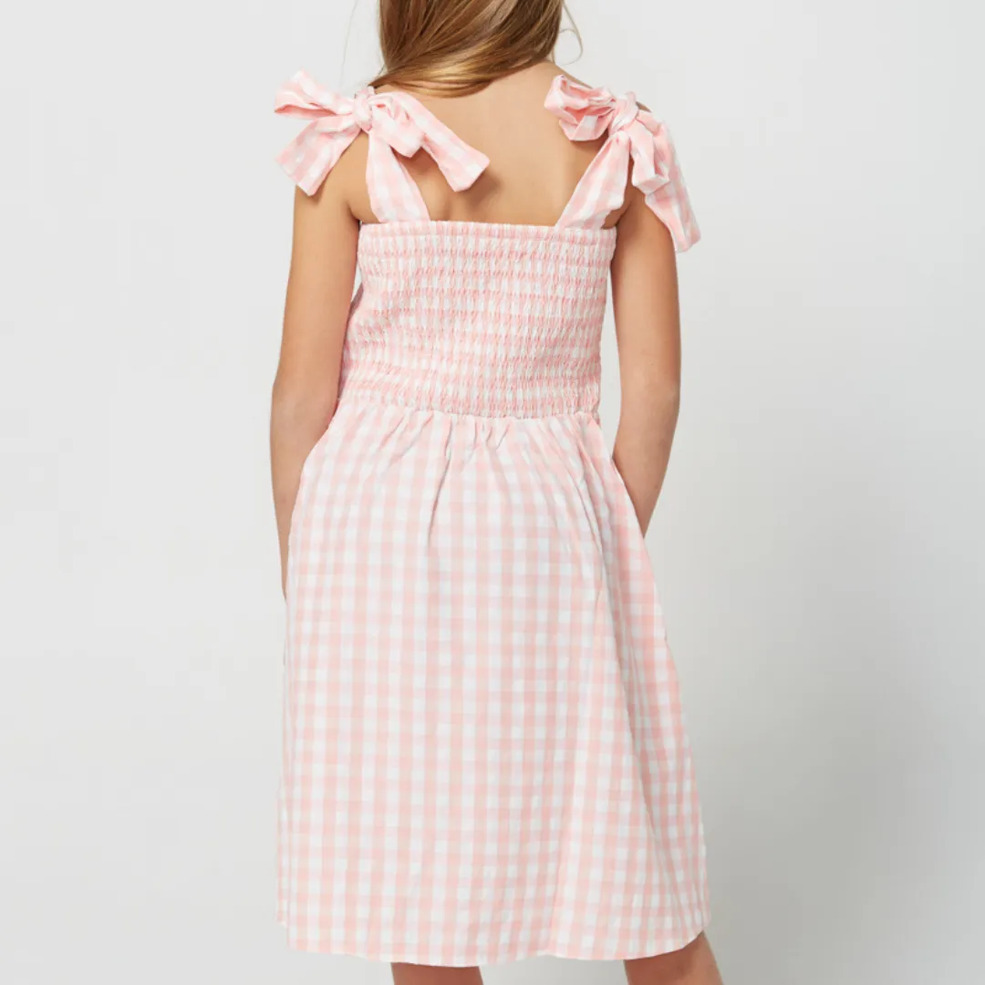 POSITANO DRESS IN PINK PEACH AND WHITE