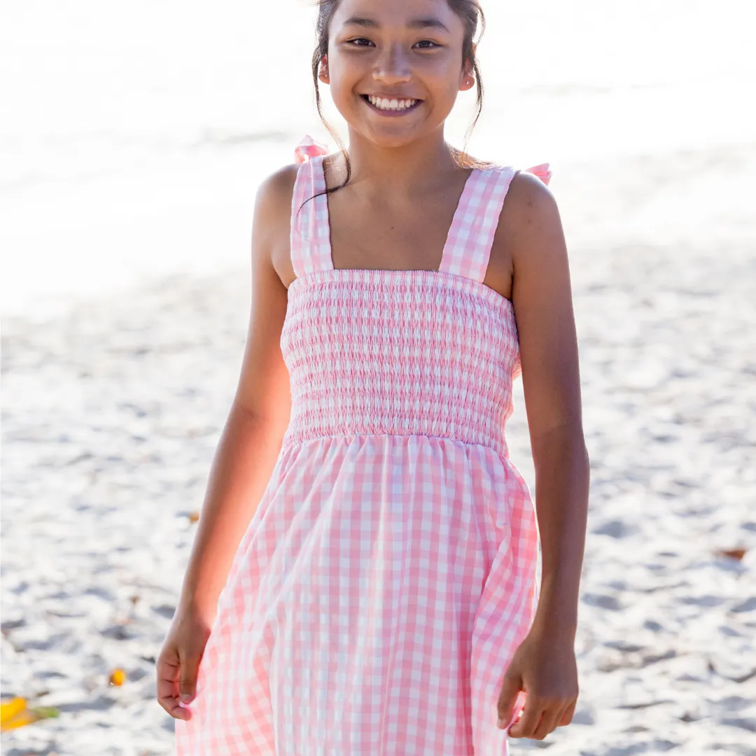 POSITANO DRESS IN PINK PEACH AND WHITE