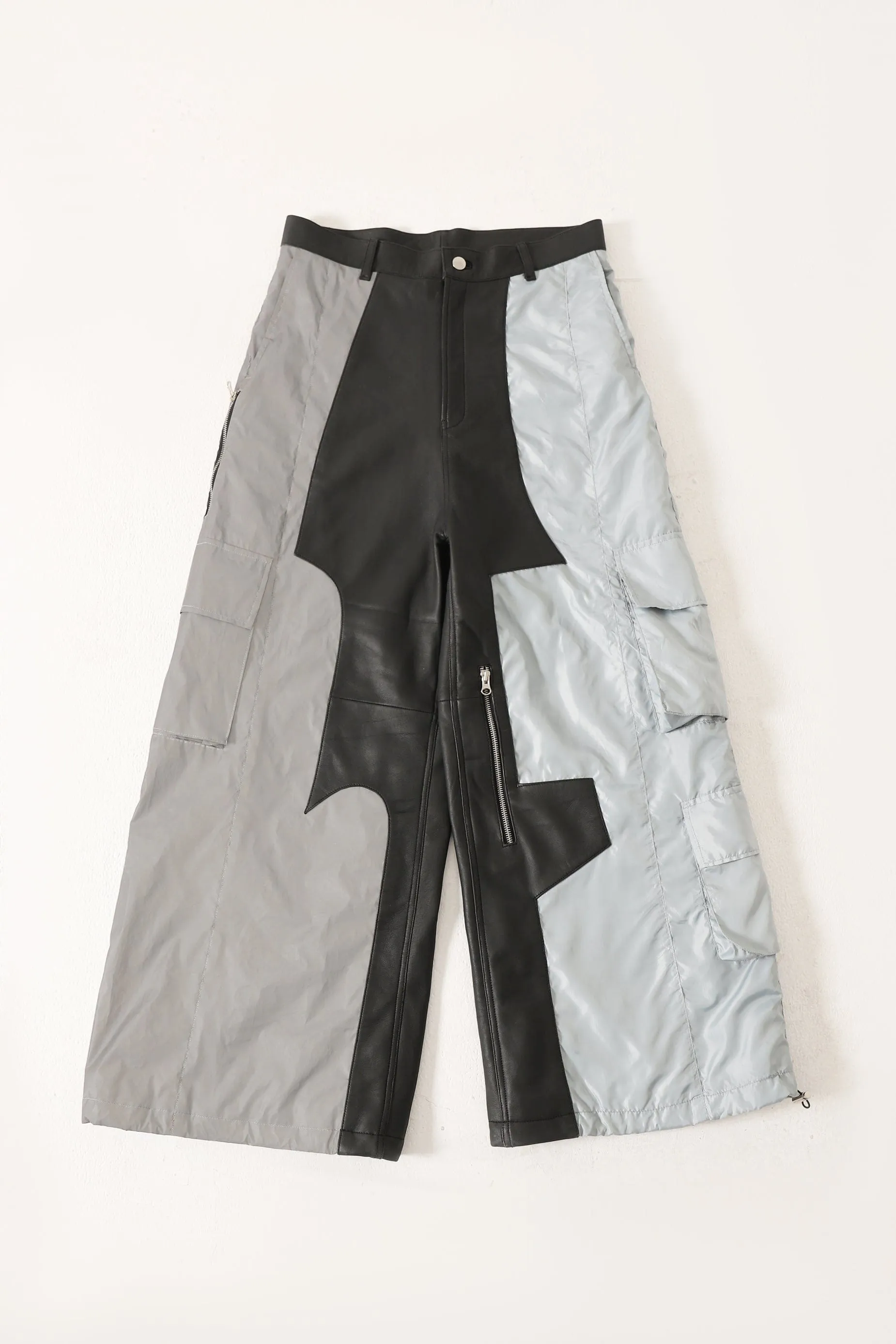 "2001" PANELED LEATHER/NYLON PANTS