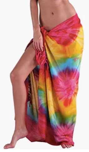 RAINBOW SARONG COVER UP WITH COCONUT SHELL