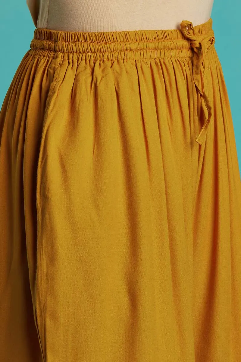 Rayon Solid Mustard Flared Palazzo