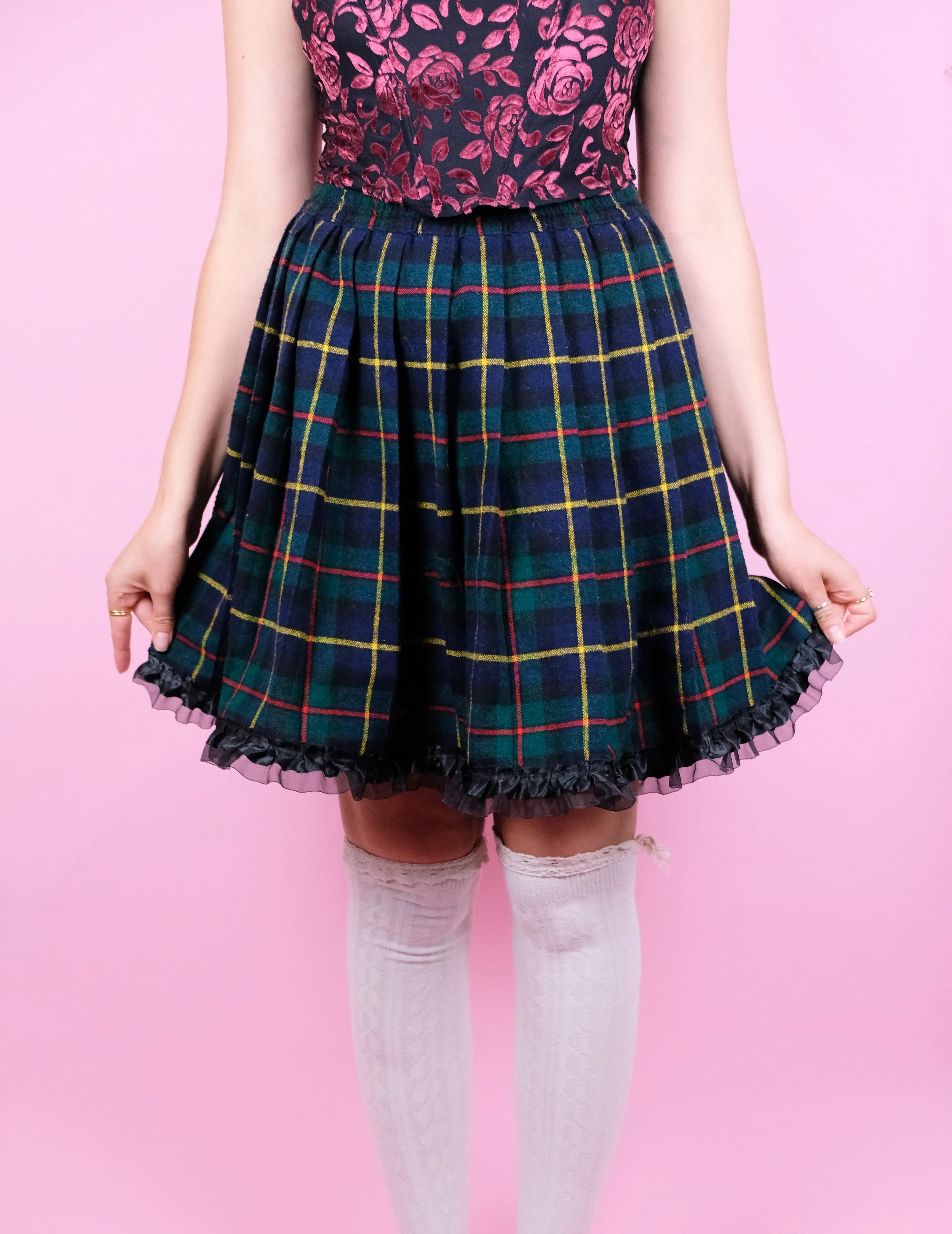 Reworked lace tartan skirt- 8 SALE ITEM !