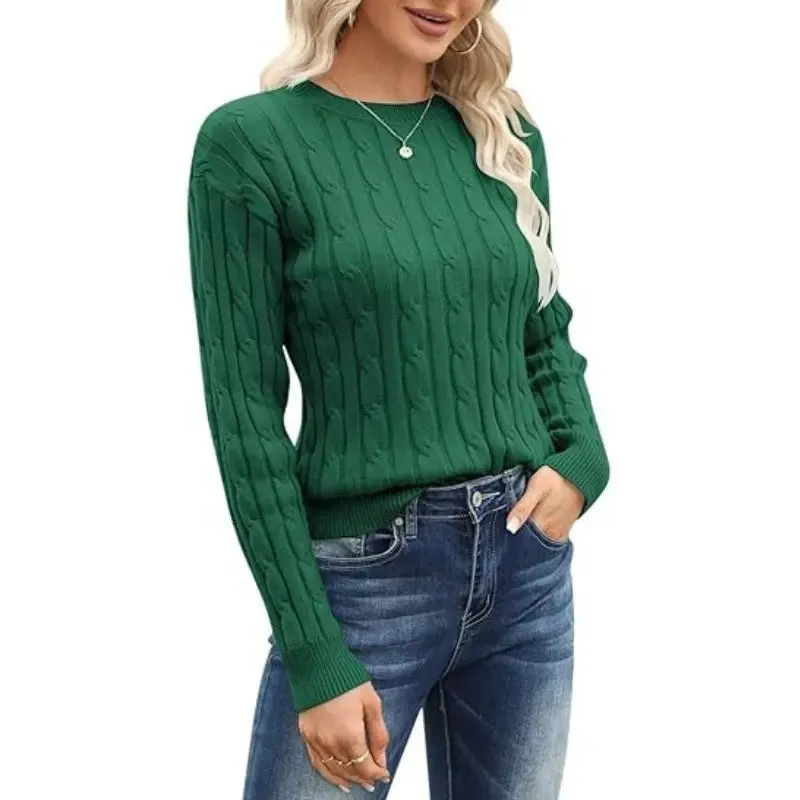 Round Neck Sweater Pullover Base Long-sleeved Sweater Solid Color Round Neck Women's Sweater