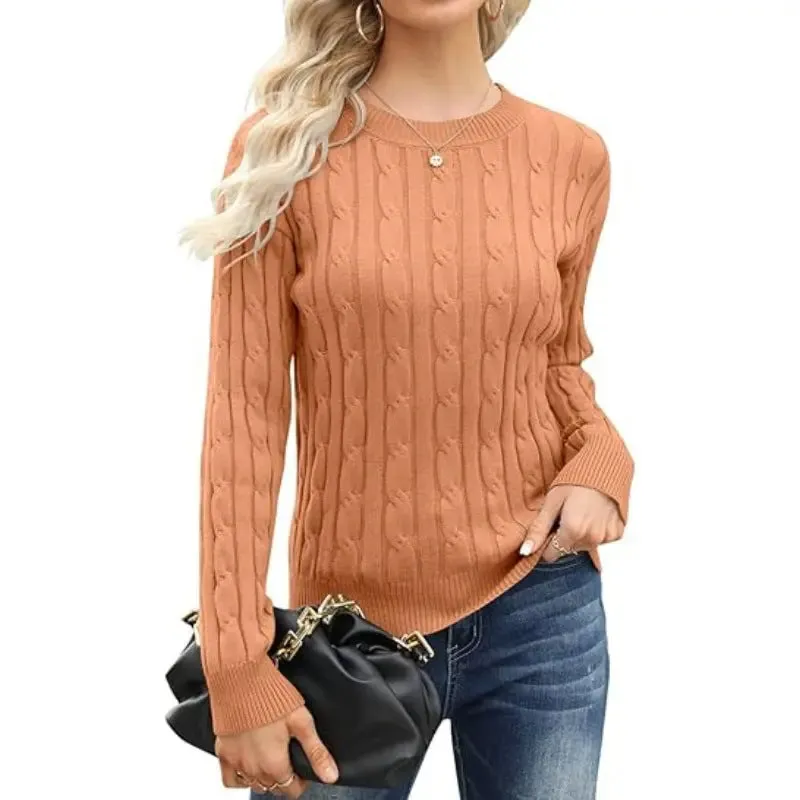 Round Neck Sweater Pullover Base Long-sleeved Sweater Solid Color Round Neck Women's Sweater