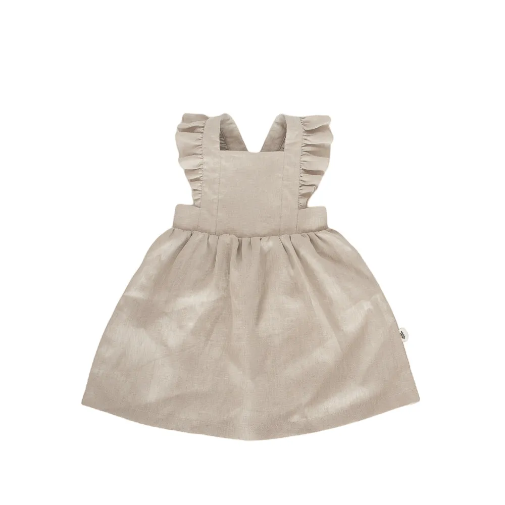 Ruffled Pinafore Dress - Oat