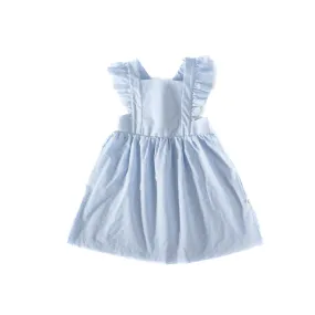 Ruffled Pinafore Dress - Vista Blue Stripes