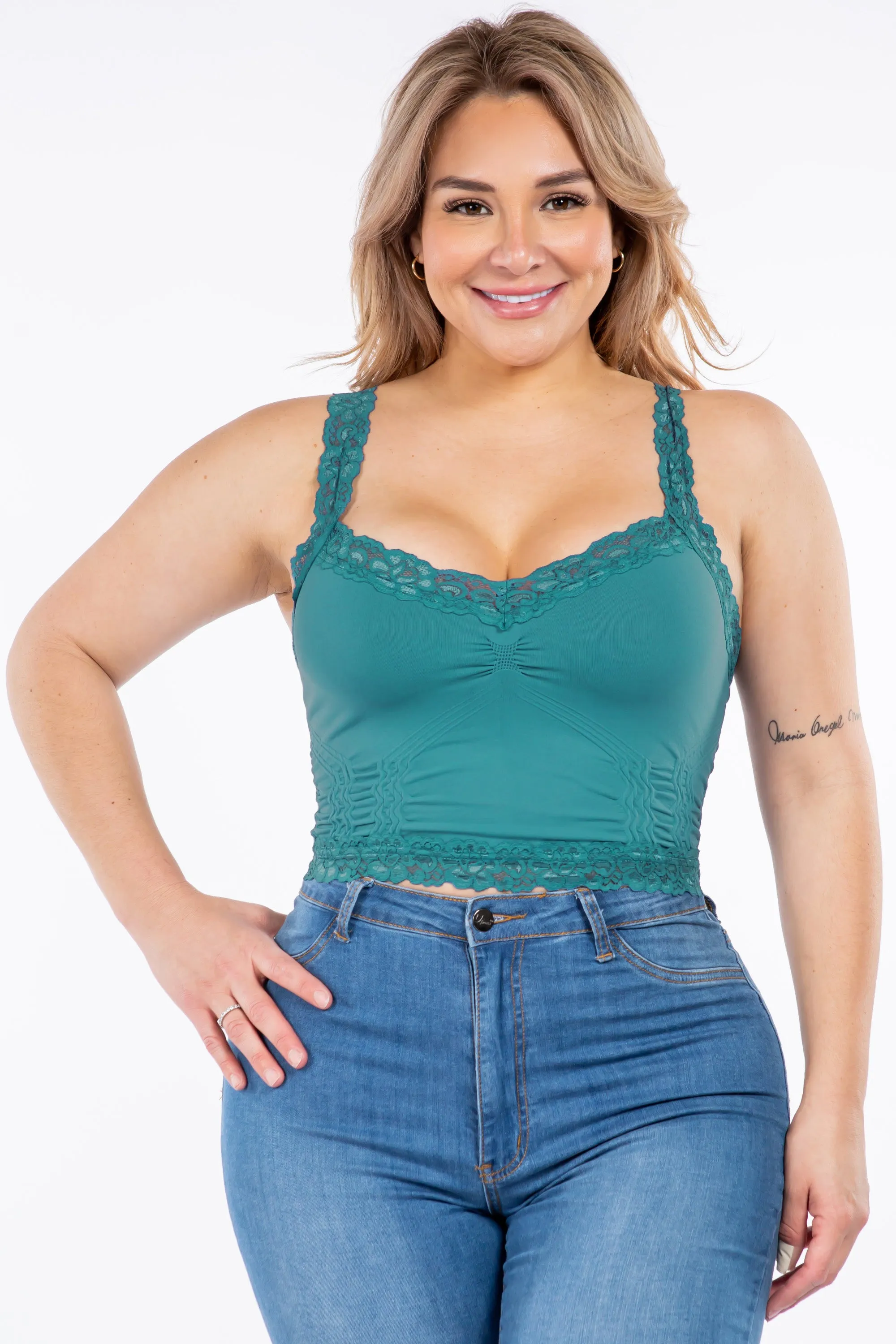 Seamless Bralette Camisole with Lace (Plus Size)