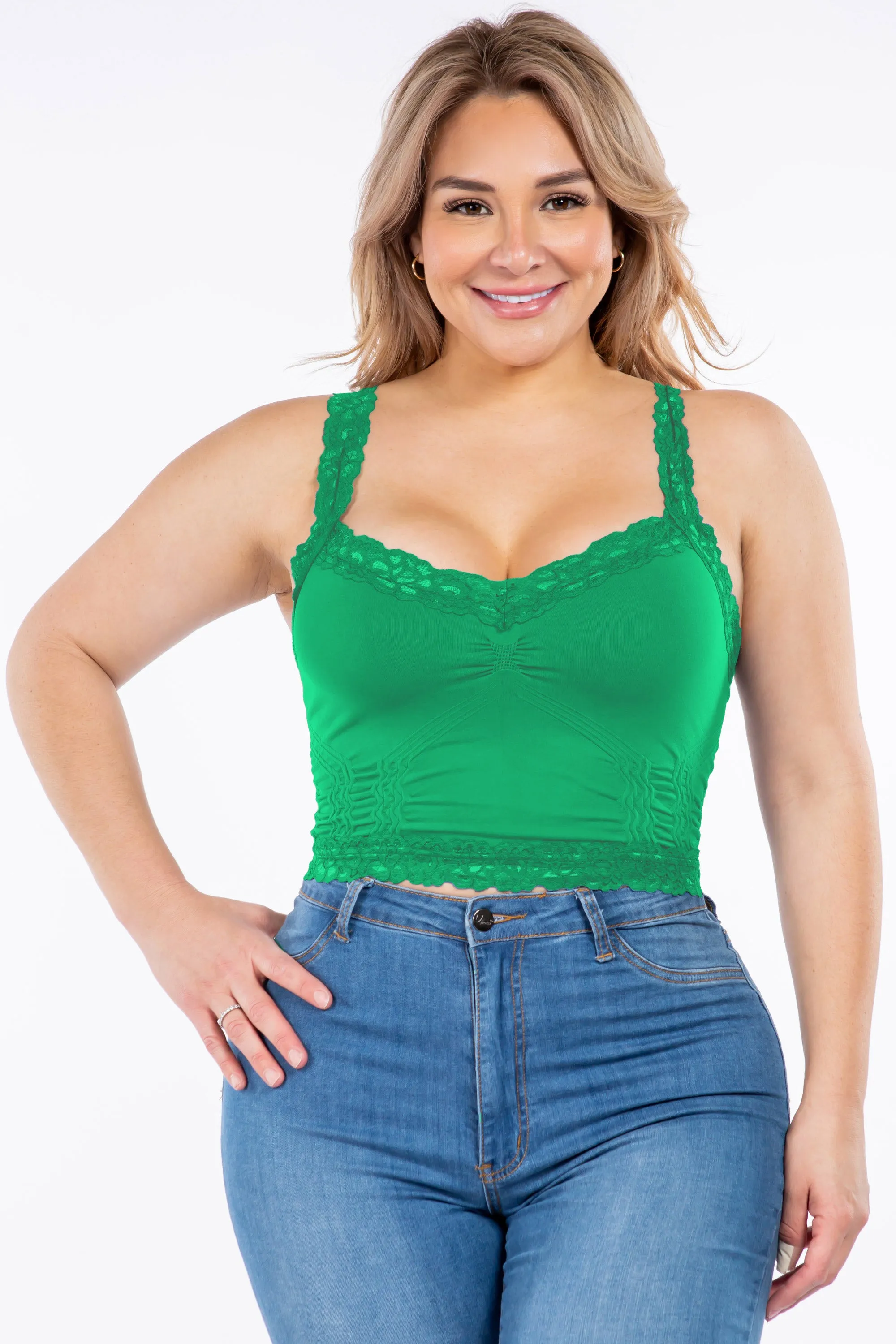 Seamless Bralette Camisole with Lace (Plus Size)