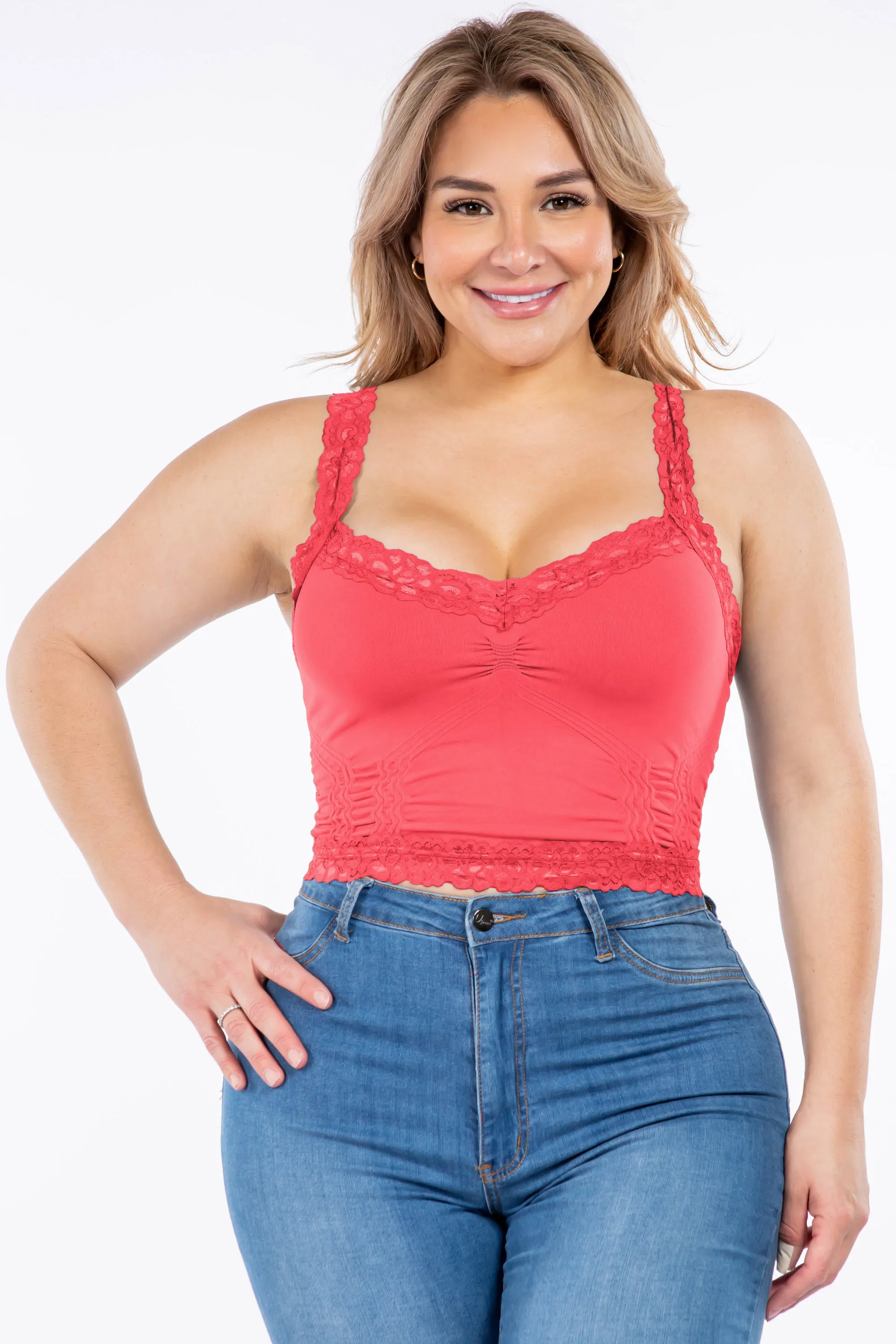 Seamless Bralette Camisole with Lace (Plus Size)