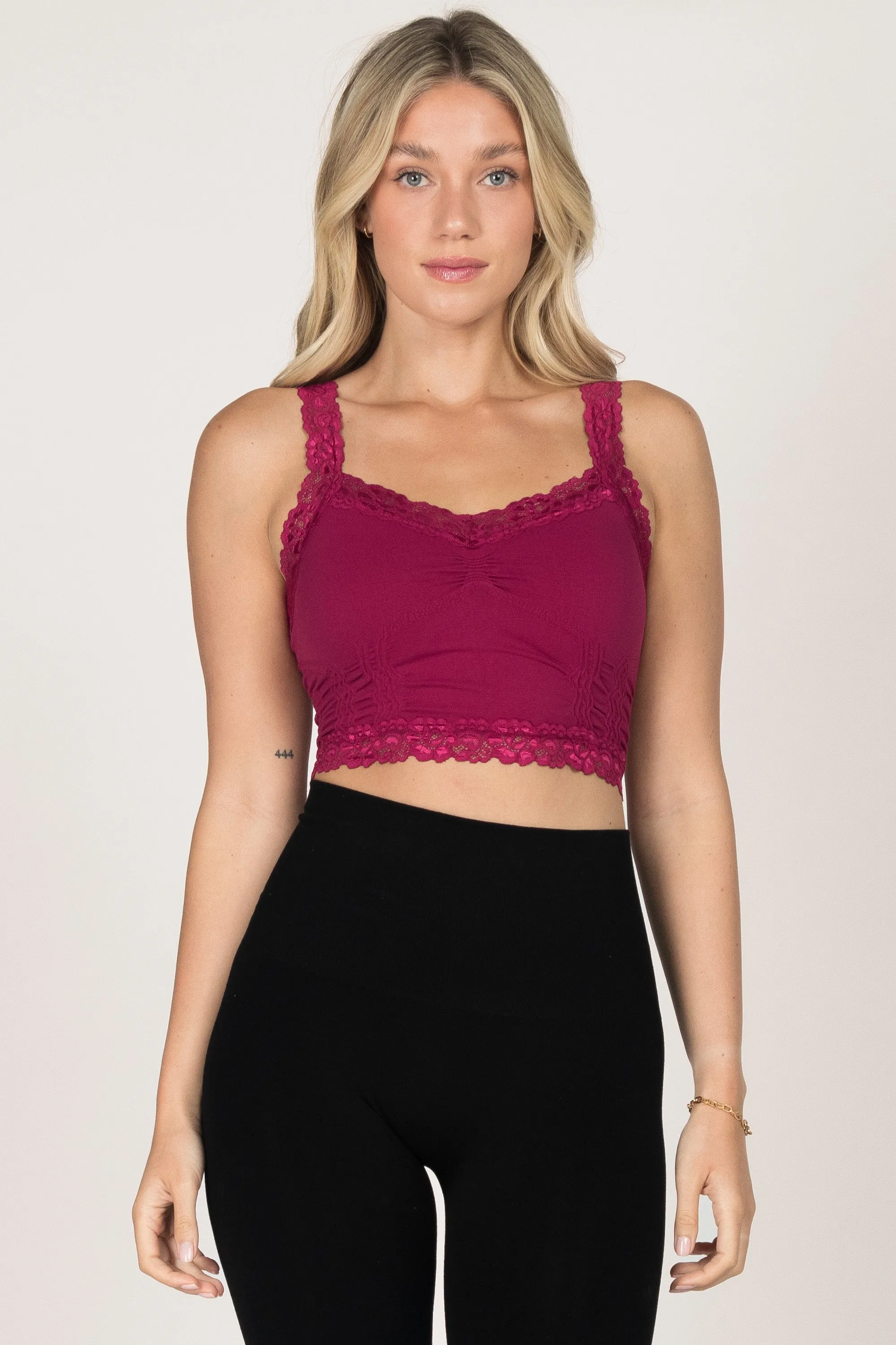 Seamless Bralette Camisole with Lace