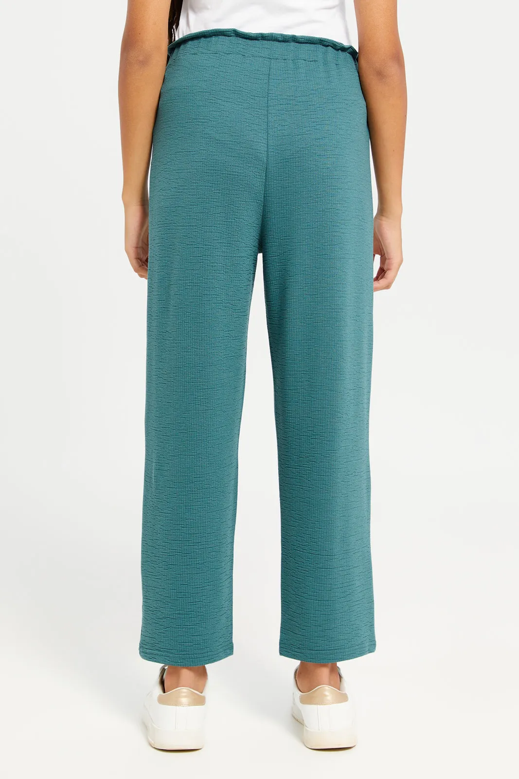 Senior Girls Green Jacquard Culottes