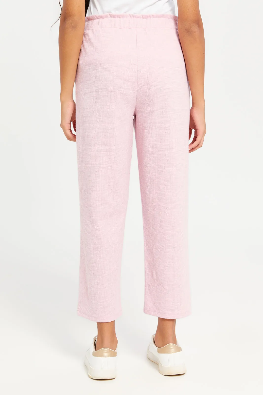 Senior Girls Pink Jacquard Culottes