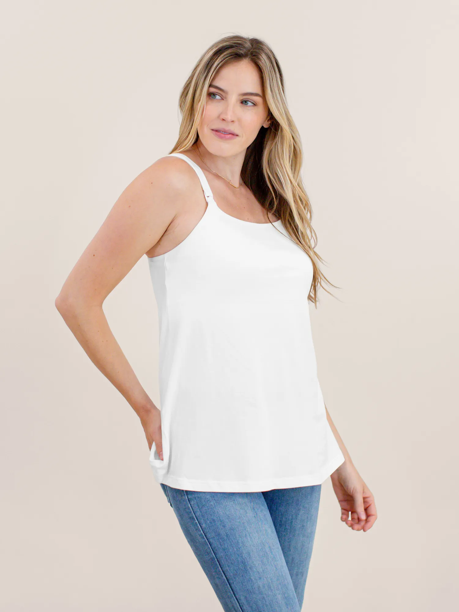 Signature Cotton Maternity & Nursing Tank | White