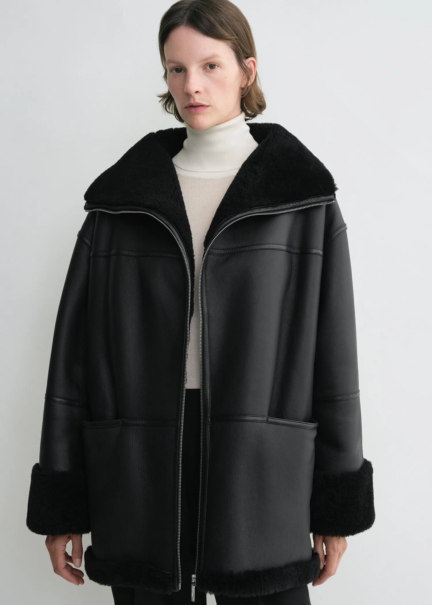 Signature shearling jacket black