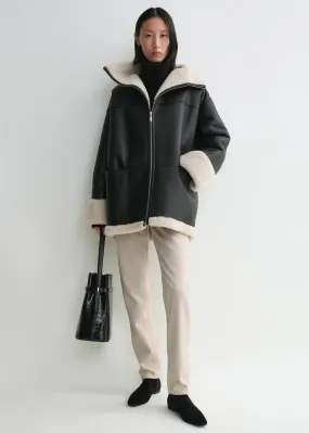 Signature shearling jacket black/off-white