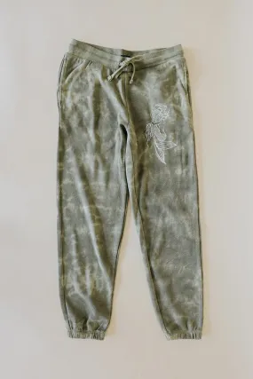 Sitting Mermaid Joggers - Olive Tie Dye