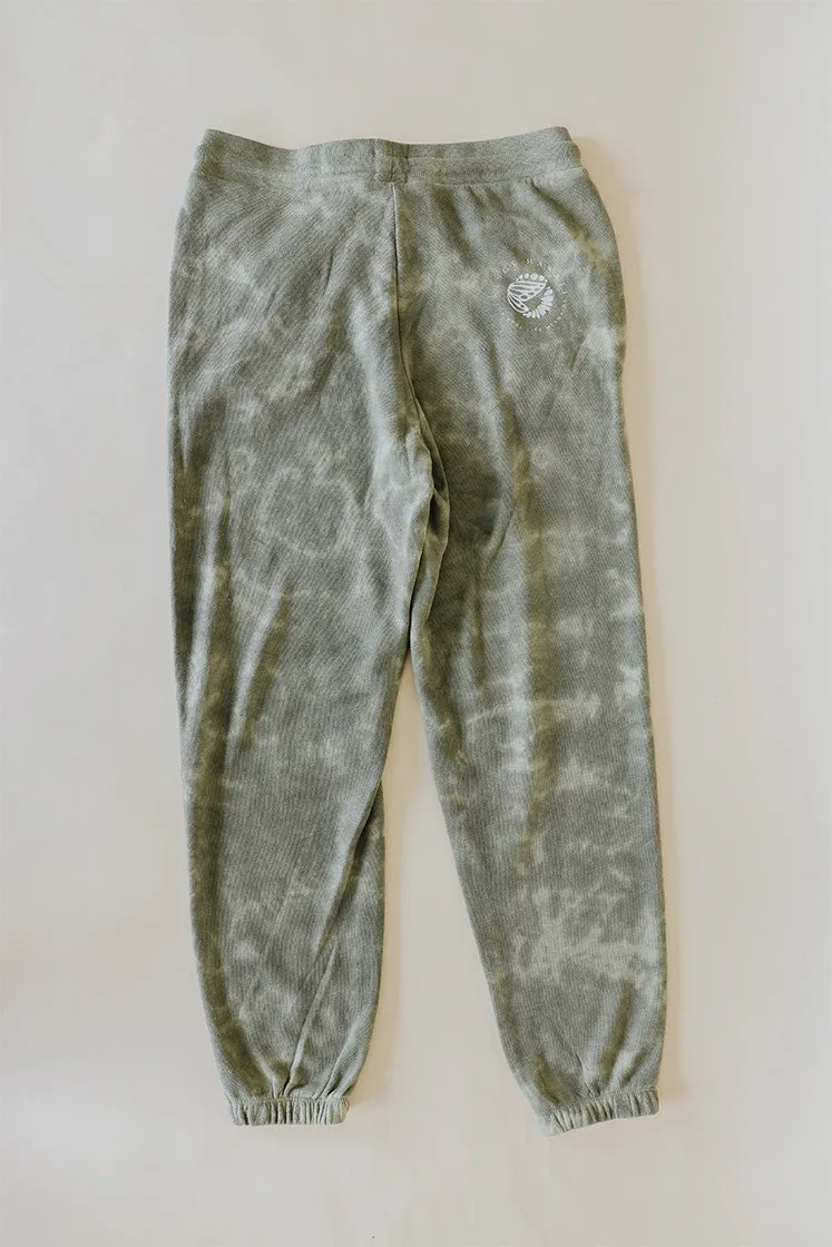 Sitting Mermaid Joggers - Olive Tie Dye