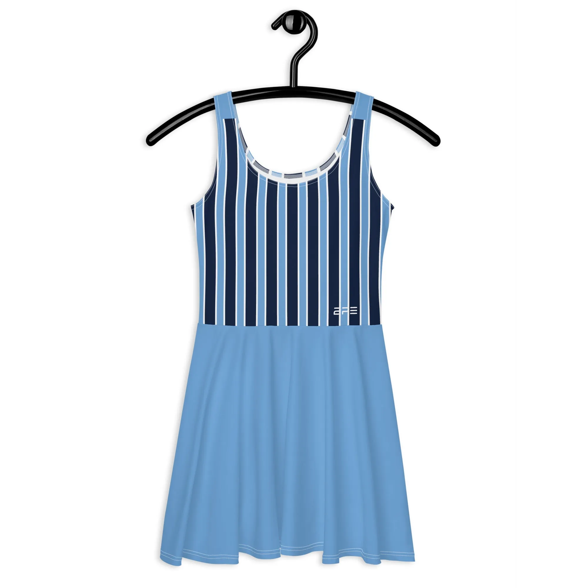 Sky Blue and Black Stripes Tennis Dress