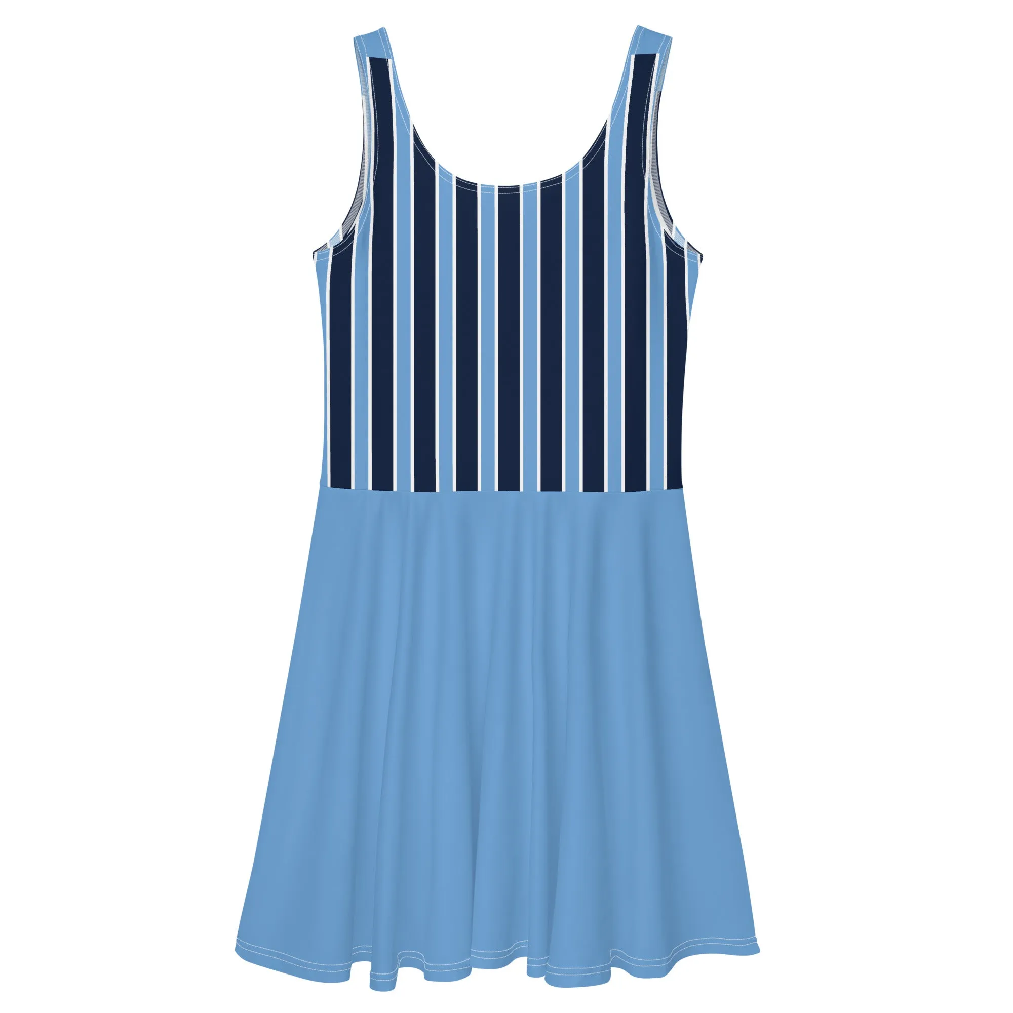 Sky Blue and Black Stripes Tennis Dress