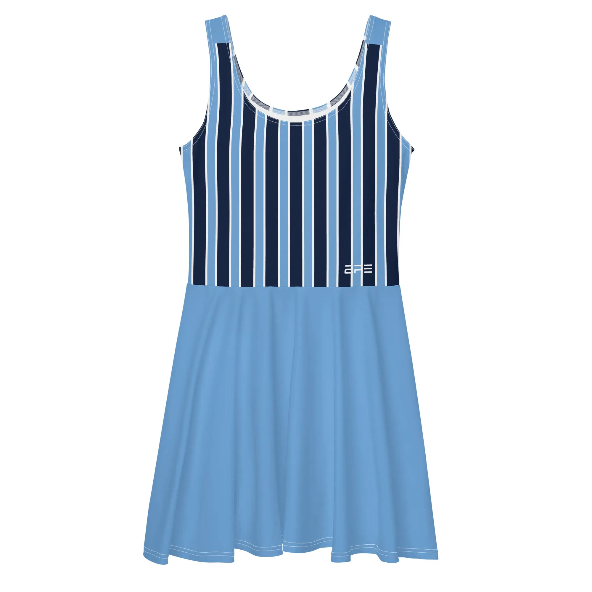 Sky Blue and Black Stripes Tennis Dress