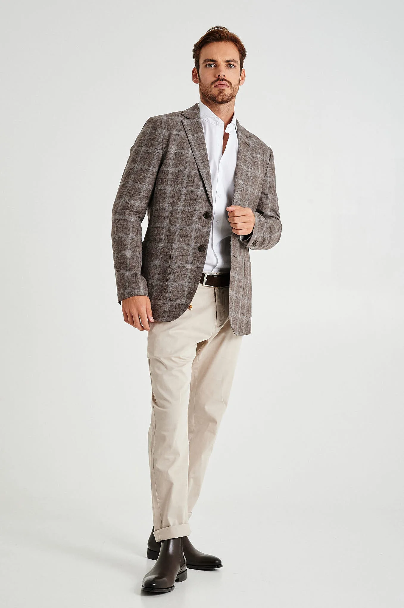 Slim fit rustic melange plaids blazer