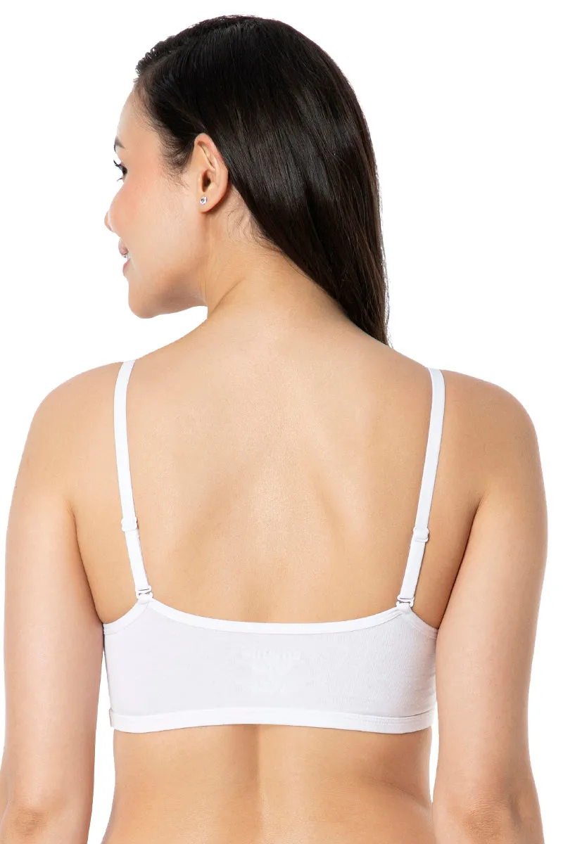 Solid Non Padded Non-Wired Cami Bra - White