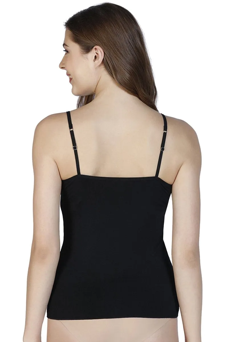 Spaghetti Strap Body Hugging Modal Camisole (Pack of 2) - Black-White