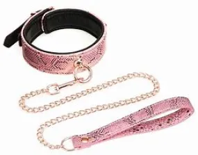 Spartacus Pink SNAKE PRINT Handcuffs Lockable Wrist Cuffs lined with Soft Padded Leather and Gold chain pink