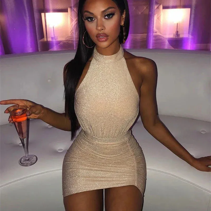 Streamer Pleated Bodycon One Shoulder Summer Nightclub Sexy Party Mini Dress