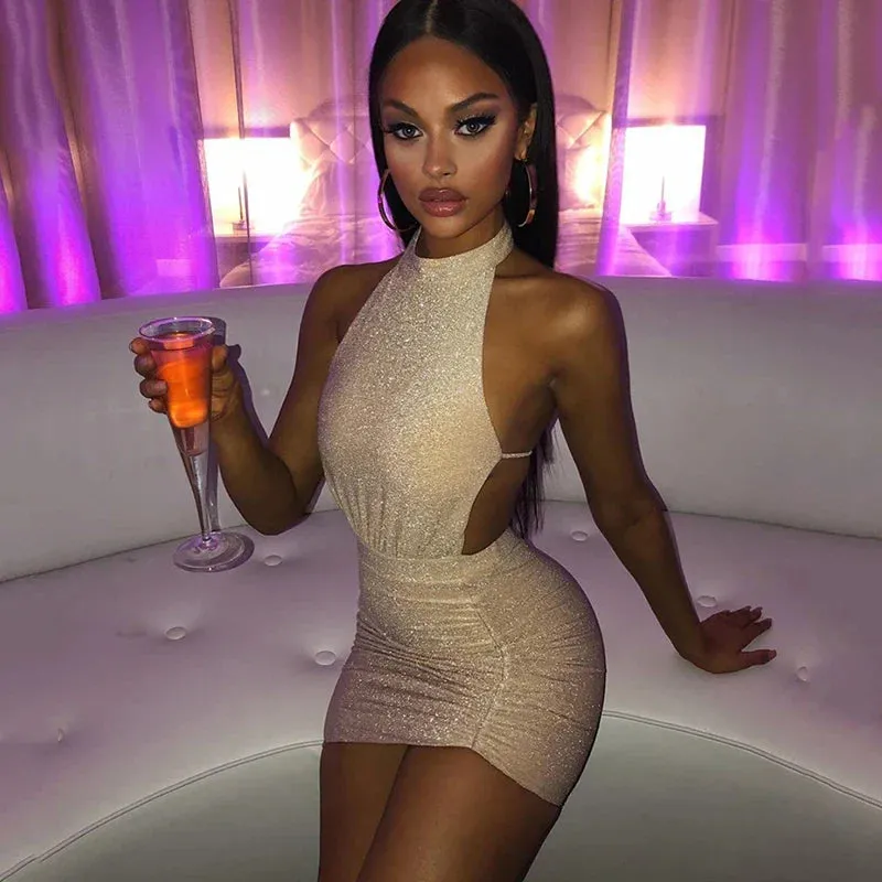 Streamer Pleated Bodycon One Shoulder Summer Nightclub Sexy Party Mini Dress