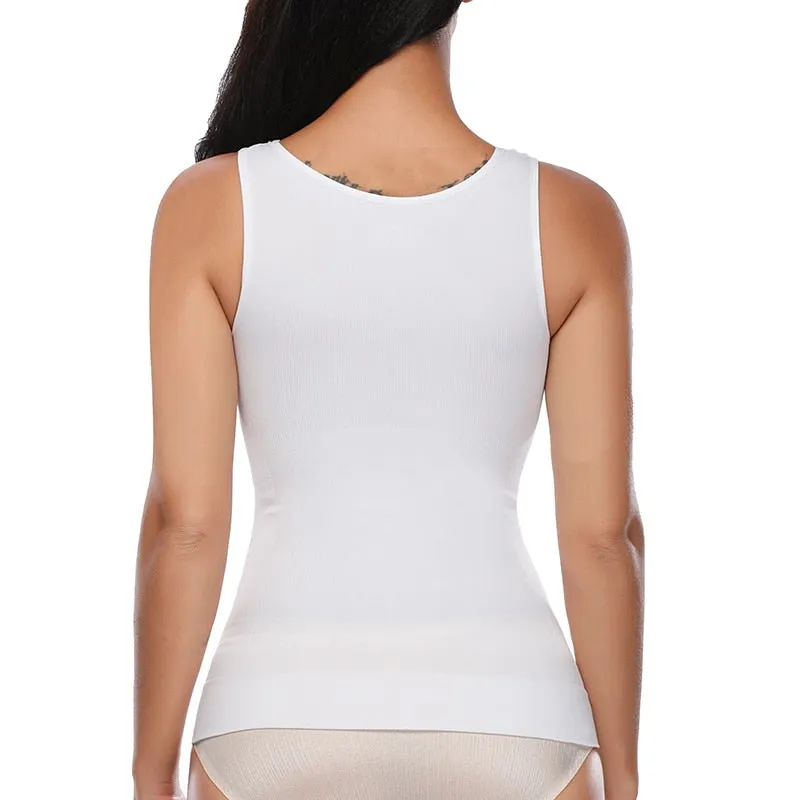 Tank Top Shapewear with Built in Bra Shelf Bra Casual Wide Strap Basic Camisole Sleeveless Top Shaper with Removable Bra