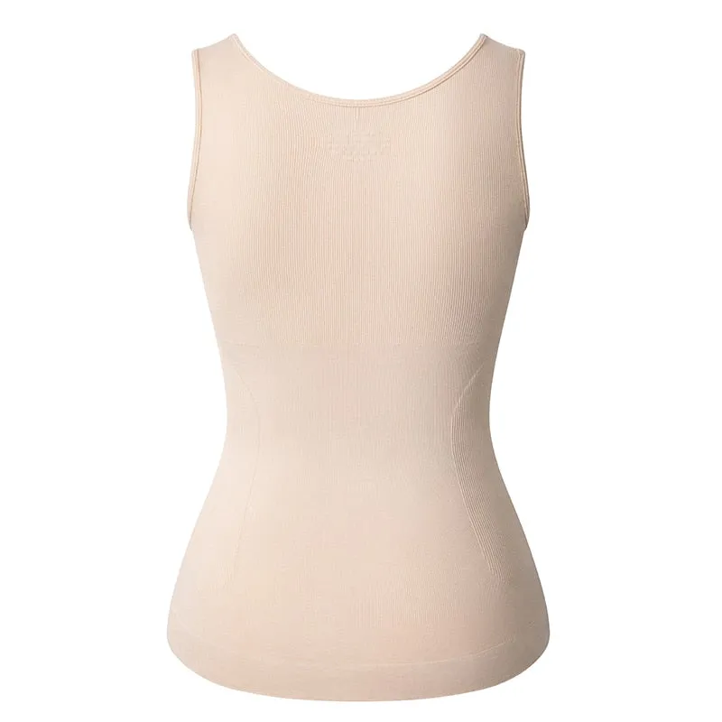 Tank Top Shapewear with Built in Bra Shelf Bra Casual Wide Strap Basic Camisole Sleeveless Top Shaper with Removable Bra