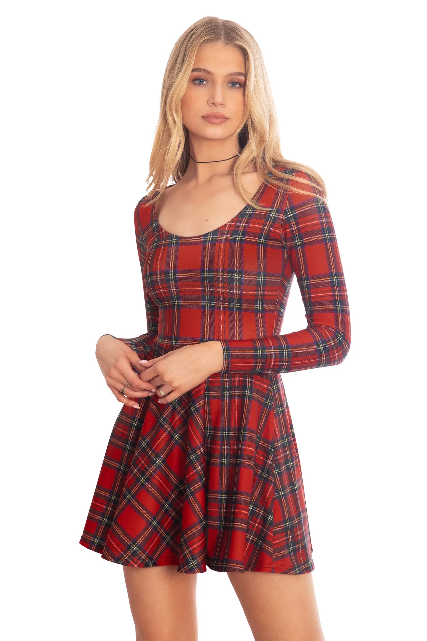 Tartan Red Toastie Long Sleeve Skater Dress