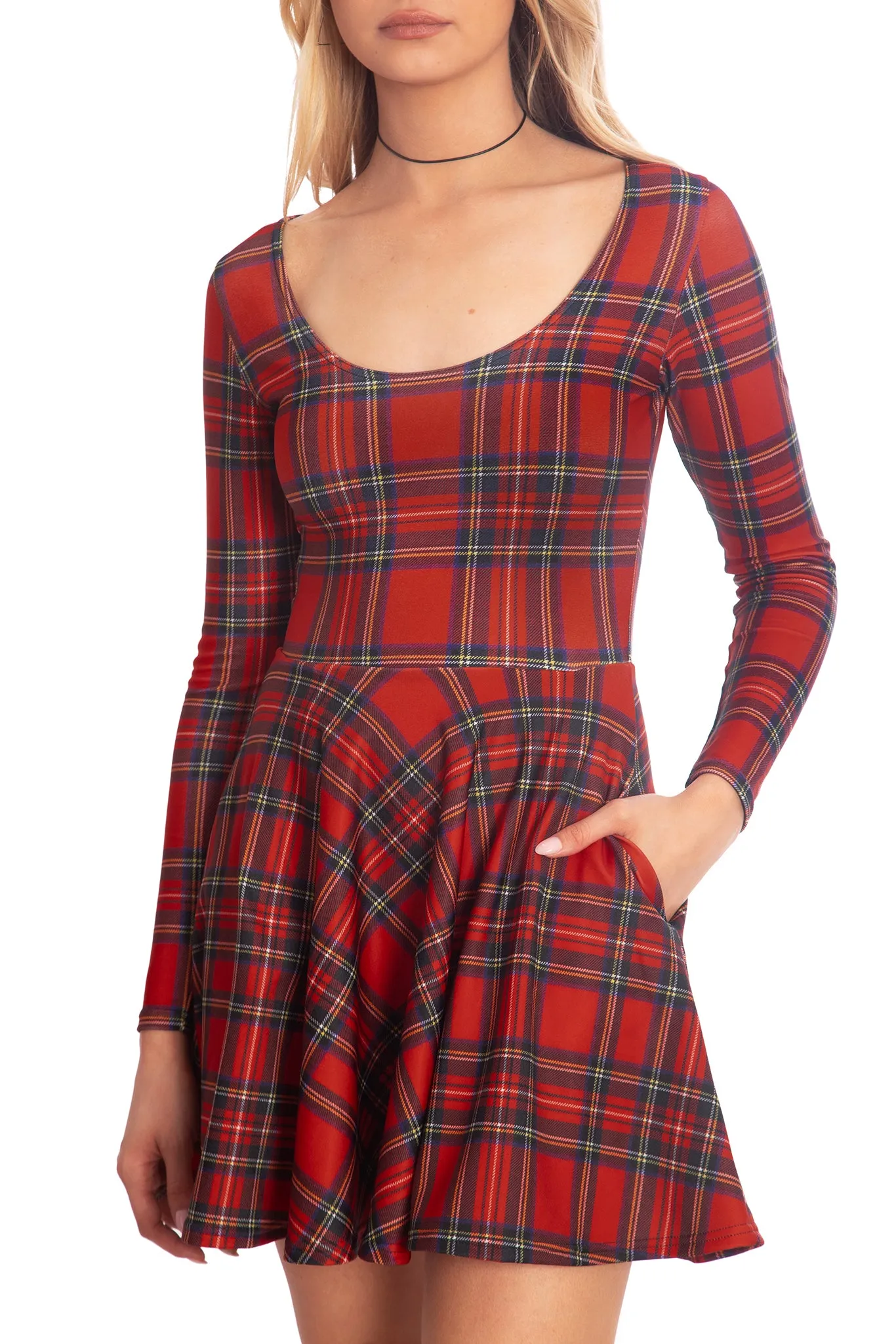 Tartan Red Toastie Long Sleeve Skater Dress