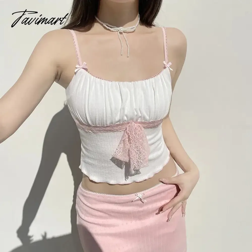 TAVIMART  -  Lace pleated girl camisole tops Summer Women's Camisole 2024 New Sexy Backless Skinny versatile Bottoming tank tops for Ladies