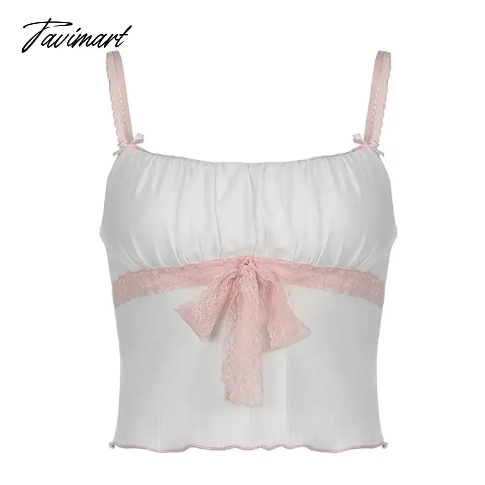 TAVIMART  -  Lace pleated girl camisole tops Summer Women's Camisole 2024 New Sexy Backless Skinny versatile Bottoming tank tops for Ladies