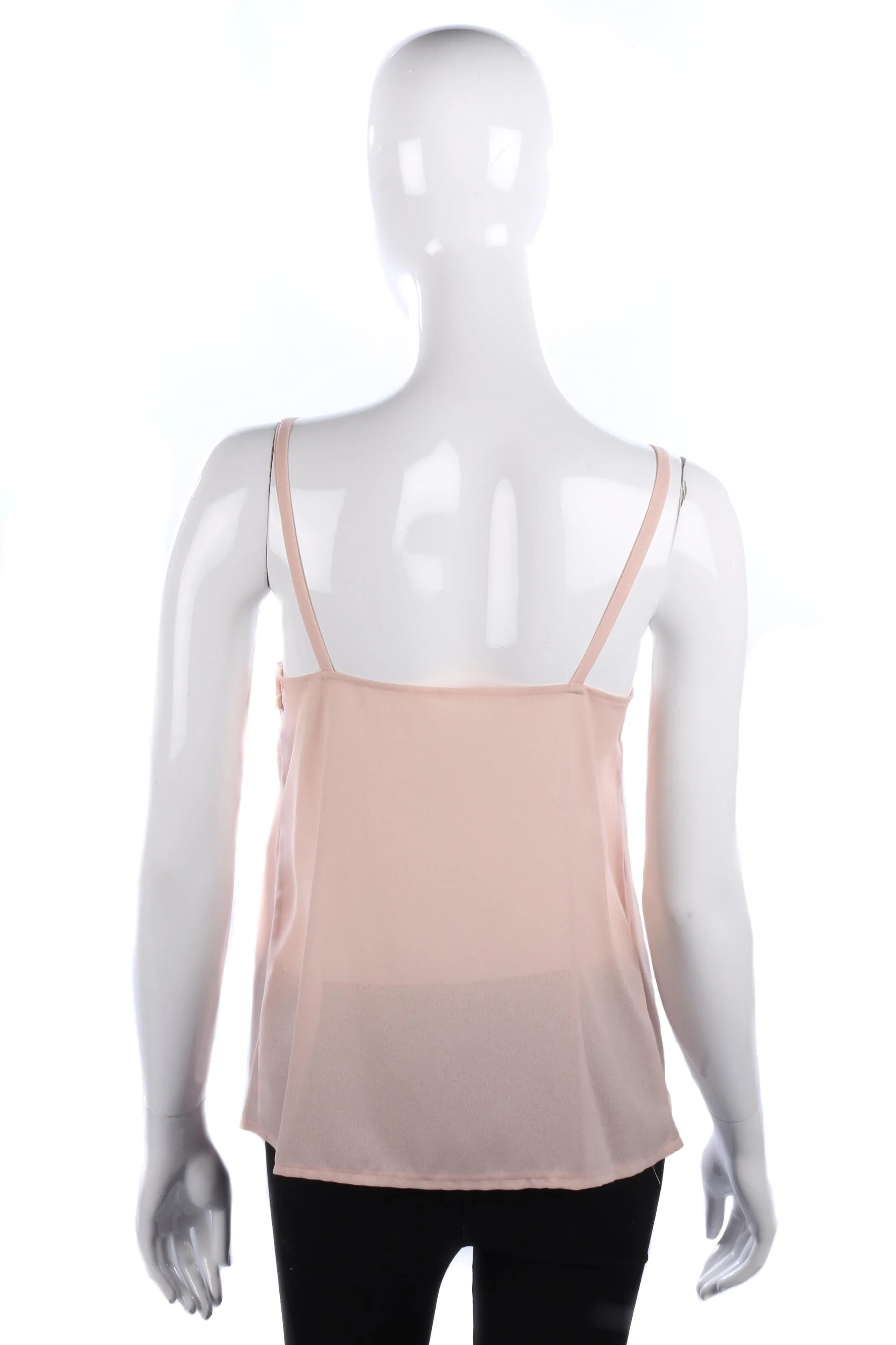 Tergal blush pink camisole top with gold flower embroidery. UK 8