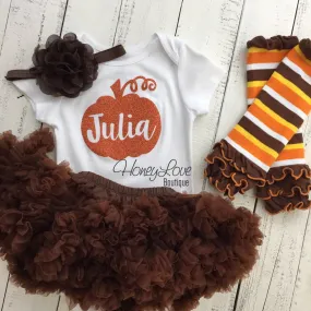 Thanksgiving Fall Halloween outfit - Brown flower headband and leg warmers