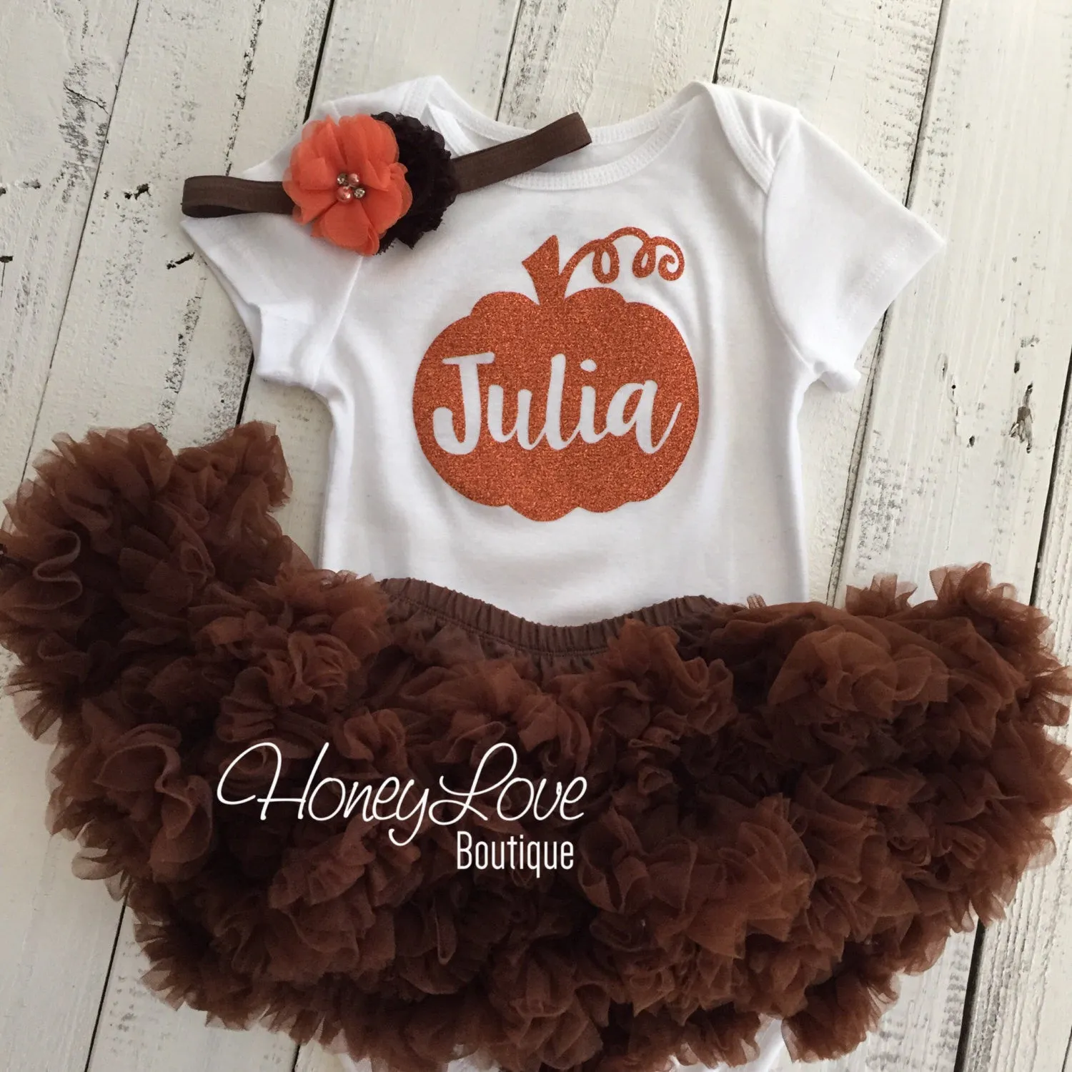 Thanksgiving Fall Halloween outfit - Brown/orange flower headband and leg warmers