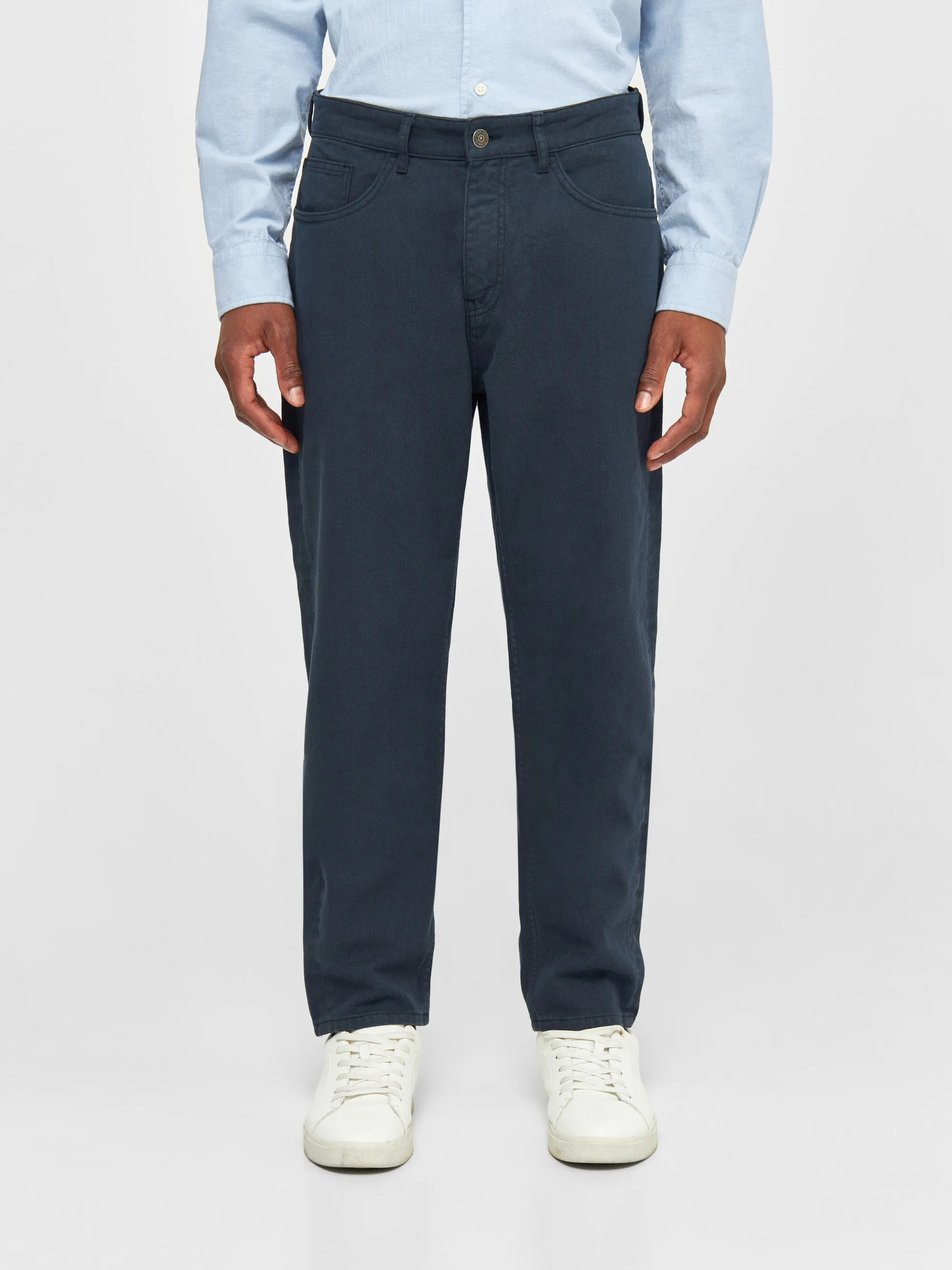 TIM tapered fit twill 5-pocket pants - Total Eclipse