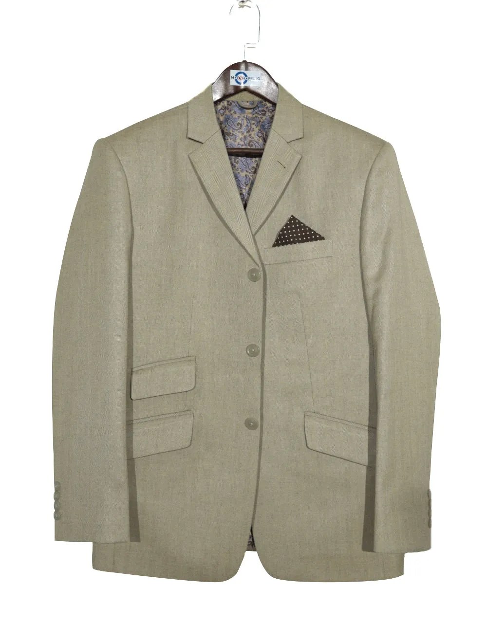 Tweed Jacket - Beige Herringbone Tweed Jacket