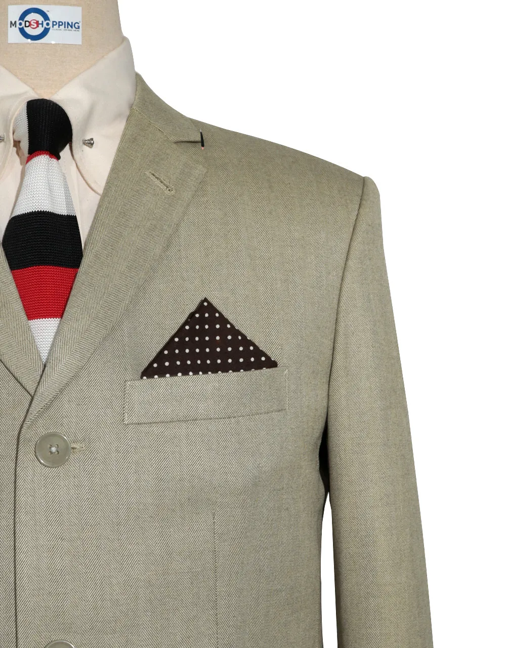 Tweed Jacket - Beige Herringbone Tweed Jacket