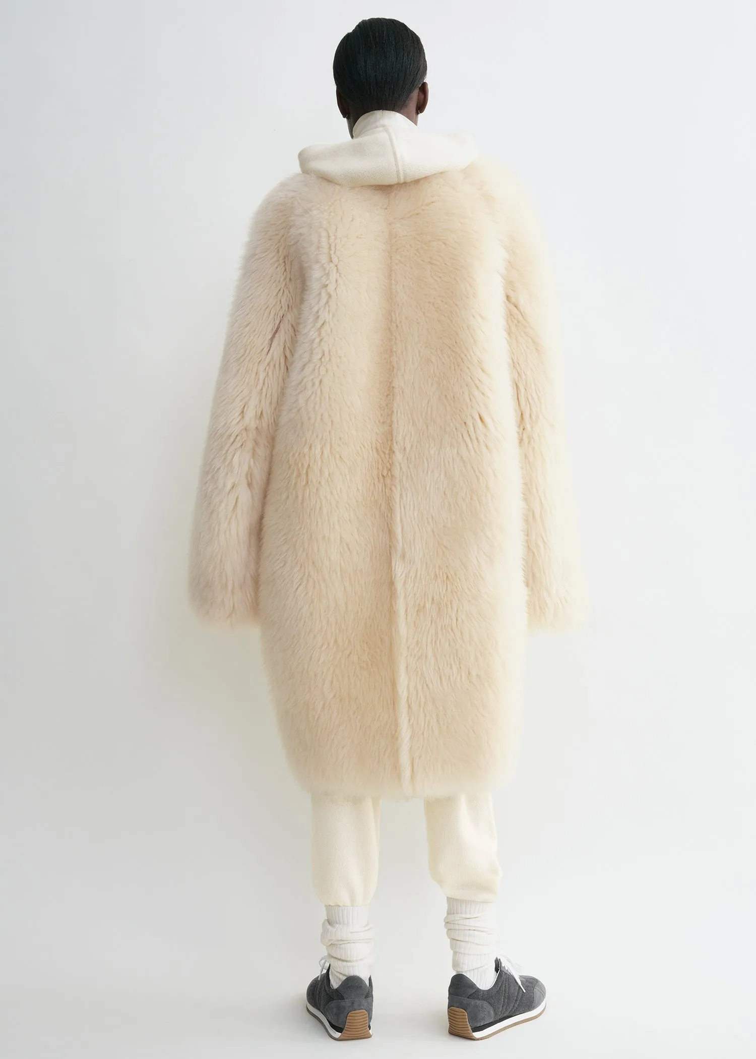 Two-way shearling coat cream/caramel