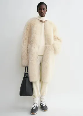 Two-way shearling coat cream/caramel